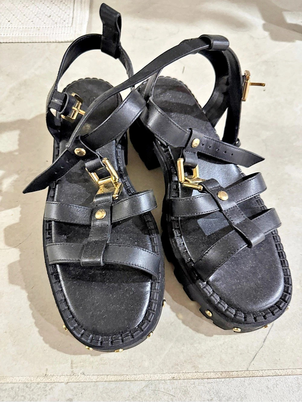 Black Platform Studded Sandals
